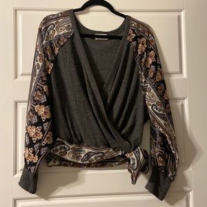 Long Sleeve Cropped Blouse